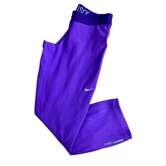 Nike Dri-Fit Purple Athletic Leggings Sz M Crop Fitted Yoga Gym Bottoms - Picture 2 of 6